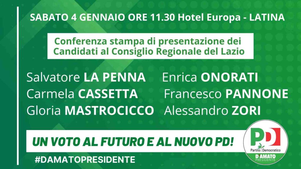 Conferenza stampa di presentazione dei candidati del PD Latina al Consiglio regionale del Lazio