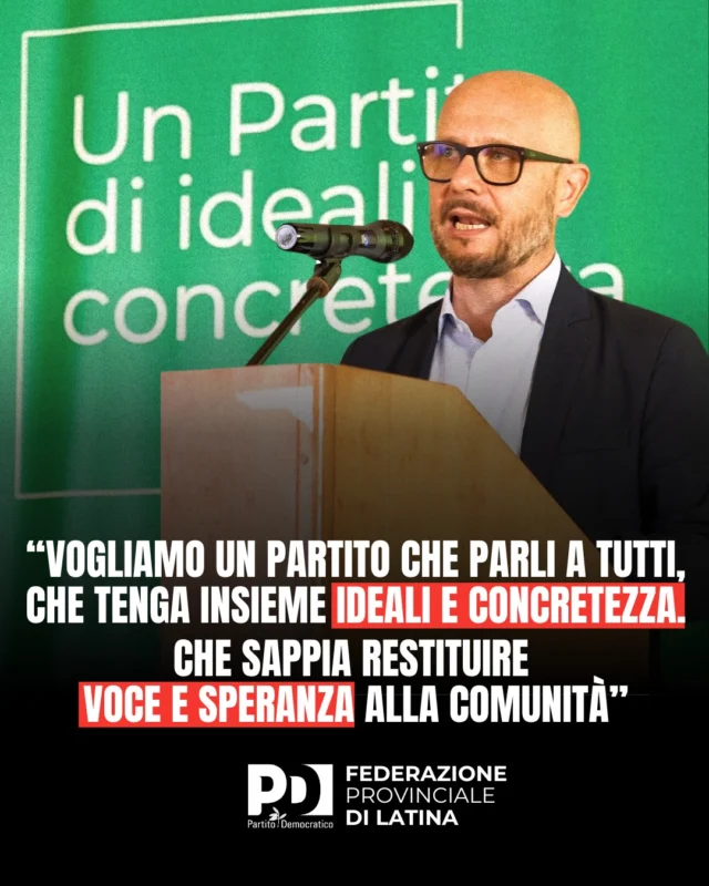 Auguri e buon lavoro a @omar.sarubbo rieletto all'unanimità Segretario della nostra federazione provinciale. Auguri e buon lavoro alla neo Presidente dell'Assemblea @carmelacassetta per un partito capace di parlare a tutti, che tenga insieme ideali e concretezza. Ma soprattutto che sappia restituire voce e speranza alla comunità.

#PartitoDemocratico #PDLatina #CongressoPD #Speranza #Ideali